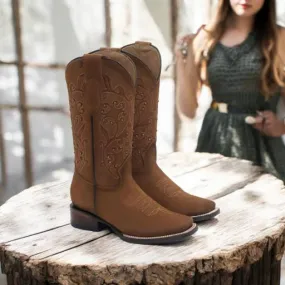 2461172659 WOMEN WIDE SQUARE TOE TOPO NOBUCK LEATHER BOOT