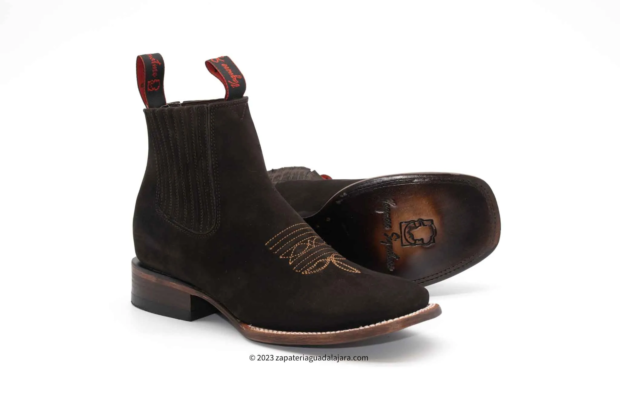 2662602 MEN WIDE SQUARE TOE NOBUCK BROWN LEATHER BOOT
