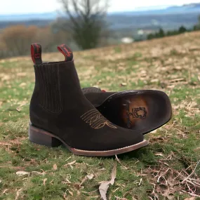 2662602 MEN WIDE SQUARE TOE NOBUCK BROWN LEATHER BOOT