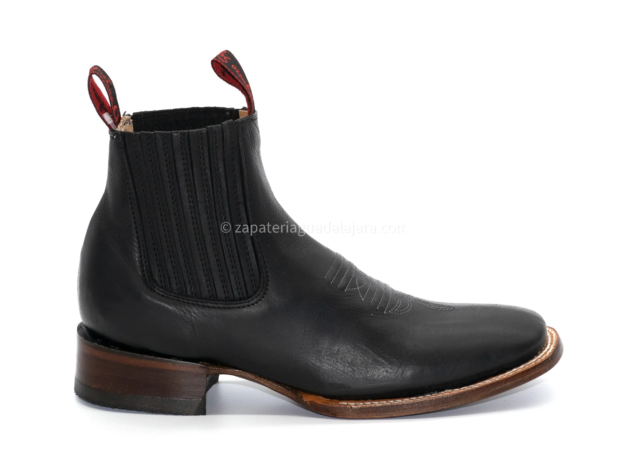 2663101 MEN WIDE SQUARE TOE BLACK GRASSO LEATHER BOOT