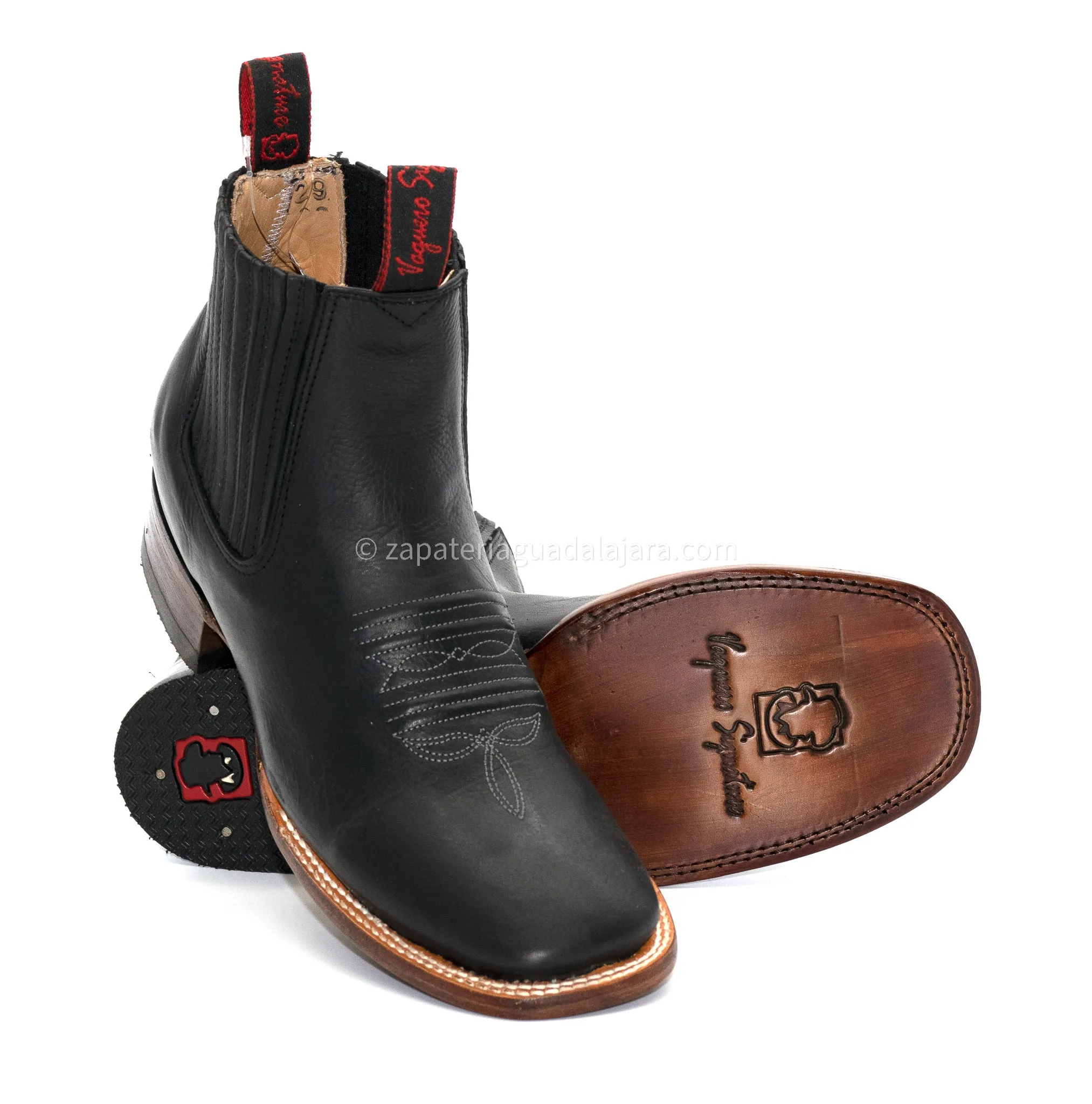 2663101 MEN WIDE SQUARE TOE BLACK GRASSO LEATHER BOOT
