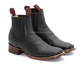 2663101 MEN WIDE SQUARE TOE BLACK GRASSO LEATHER BOOT