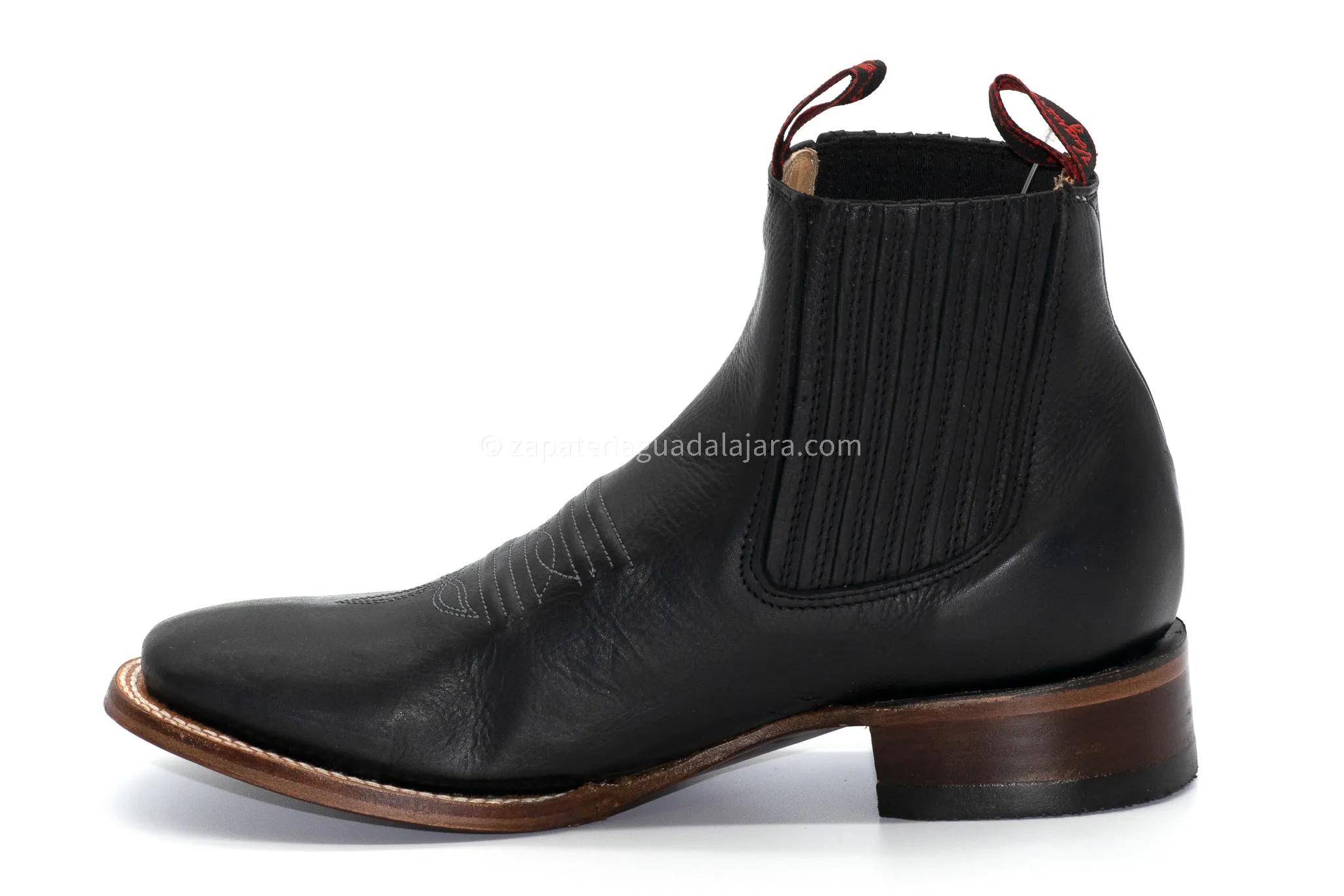 2663101 MEN WIDE SQUARE TOE BLACK GRASSO LEATHER BOOT