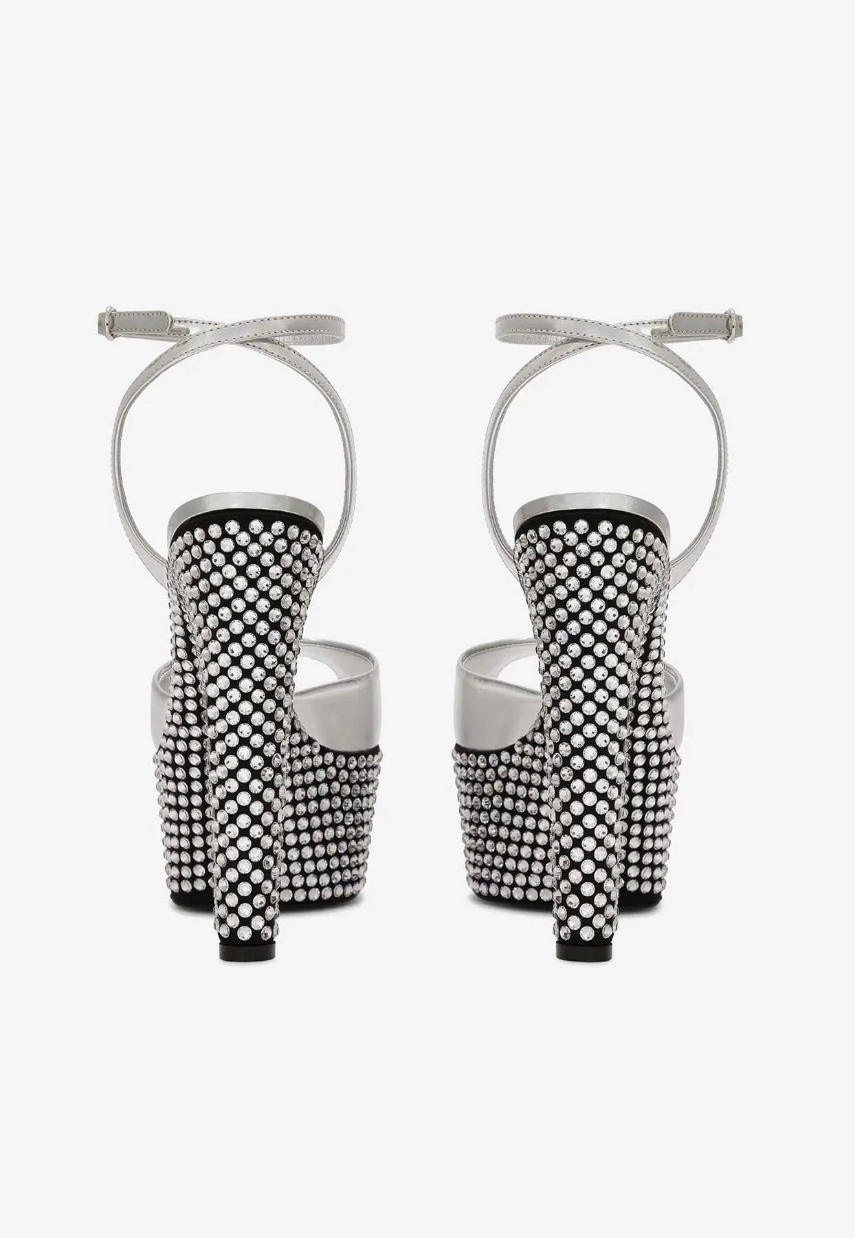 90 Mirror-Effect Rhinestone-Embellished Platform Sandals