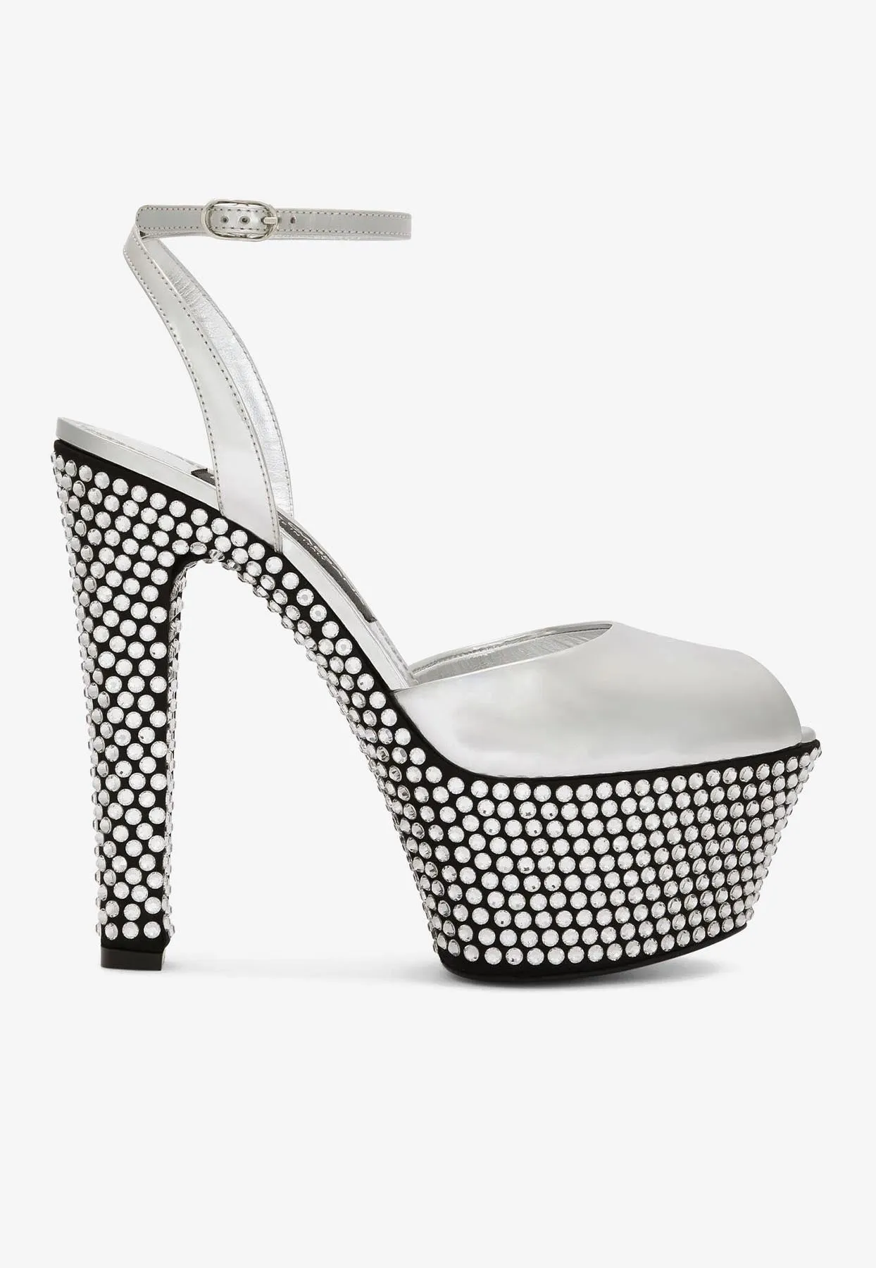 90 Mirror-Effect Rhinestone-Embellished Platform Sandals