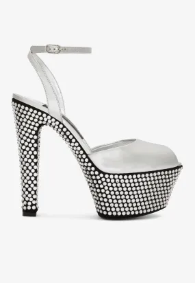 90 Mirror-Effect Rhinestone-Embellished Platform Sandals