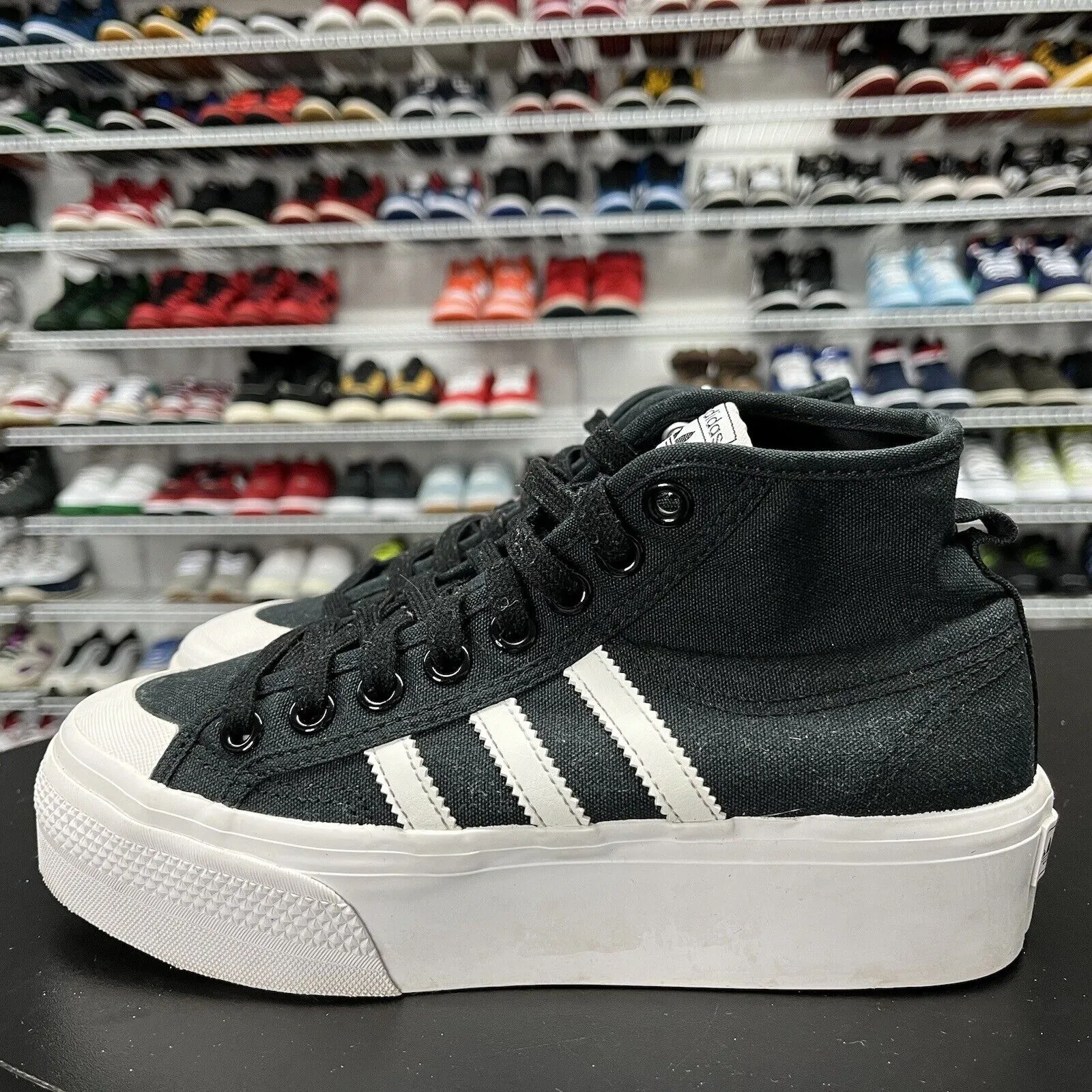 Adidas Nizza Mid Platform Sneakers Women's Black/White FY2783 Size 6.5