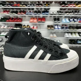 Adidas Nizza Mid Platform Sneakers Women's Black/White FY2783 Size 6.5