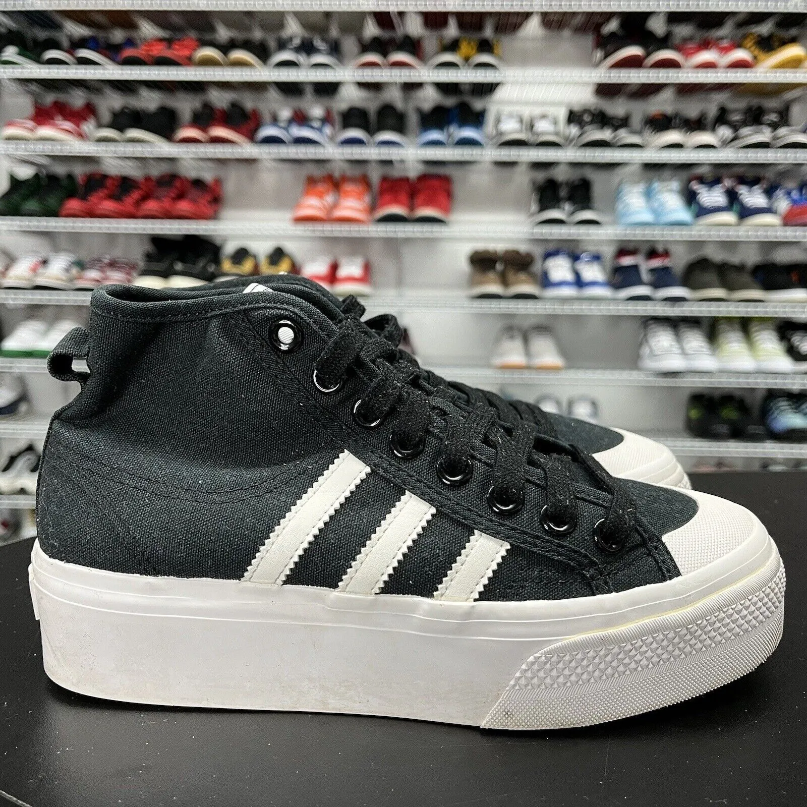 Adidas Nizza Mid Platform Sneakers Women's Black/White FY2783 Size 6.5