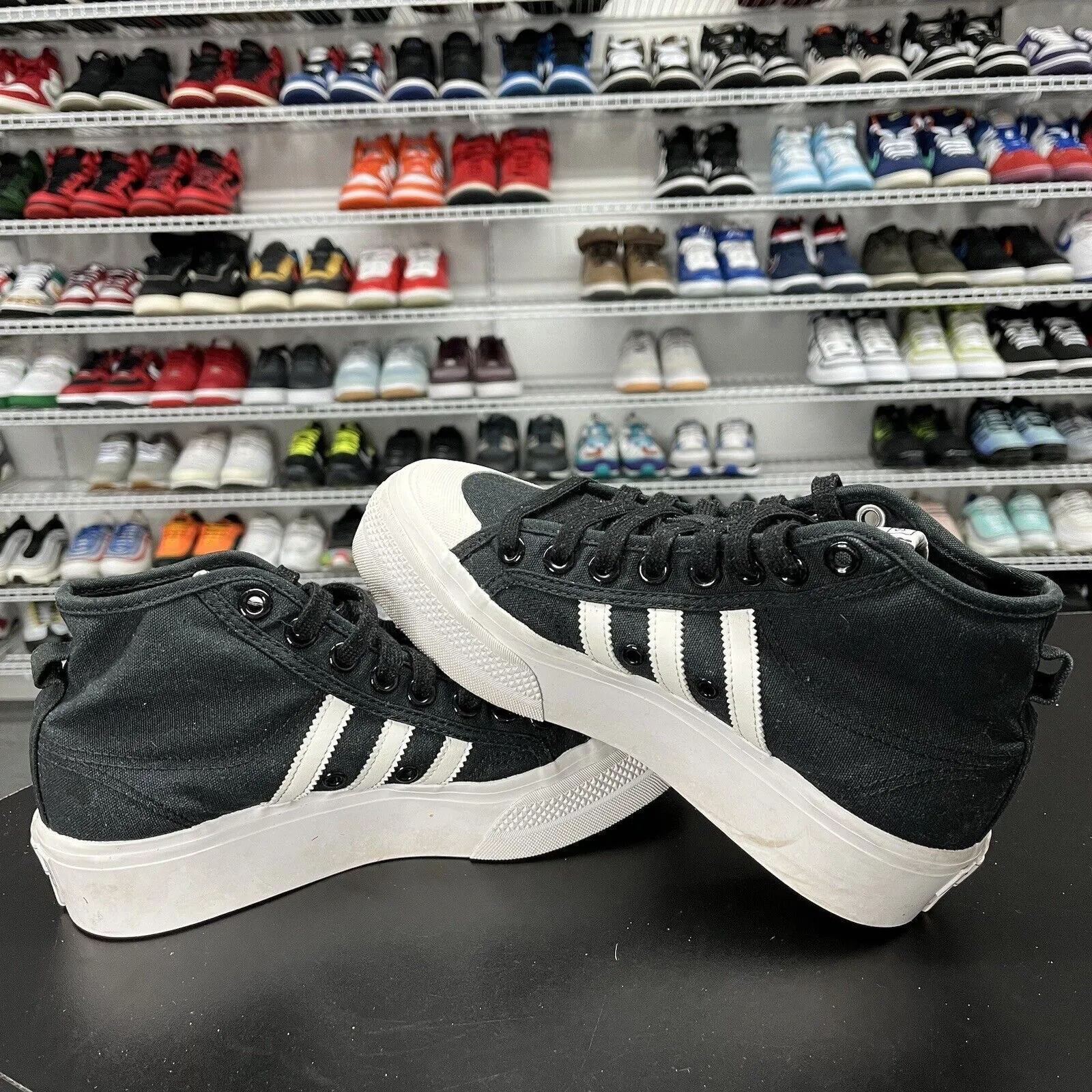 Adidas Nizza Mid Platform Sneakers Women's Black/White FY2783 Size 6.5