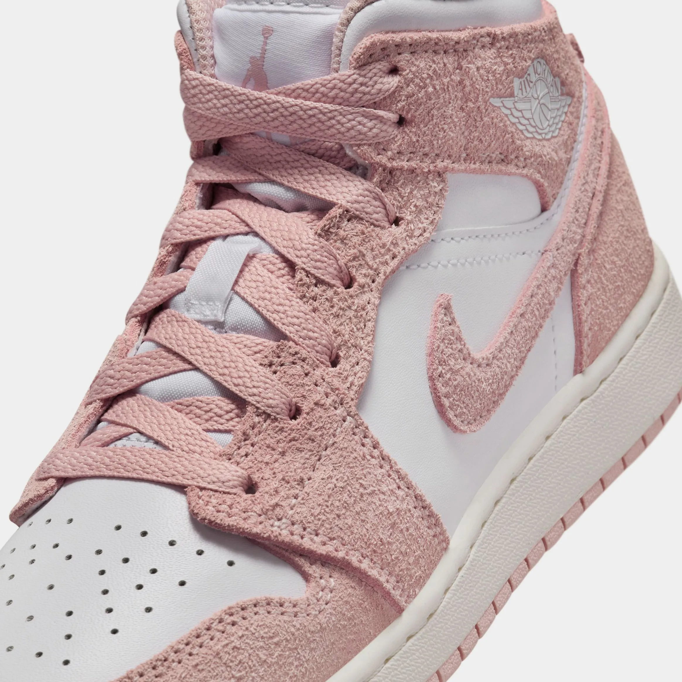 Air Jordan 1 Mid SE Grade School Lifestyle Shoes (White/Legend Pink/Sail)