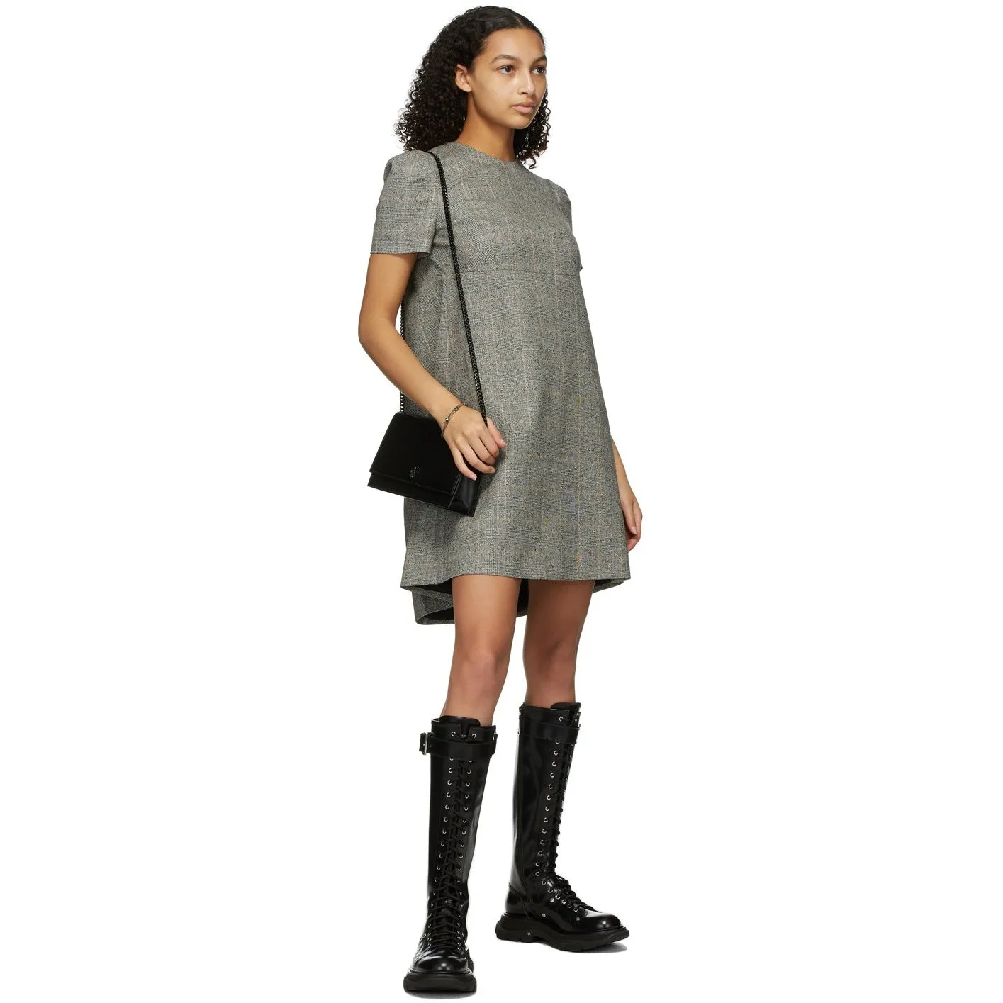 Alexander McQueen Black Tread Slick Lace-Up Tall Boots