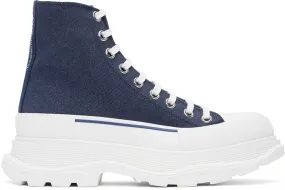 Alexander McQueen Indigo Denim Tread Slick Boots