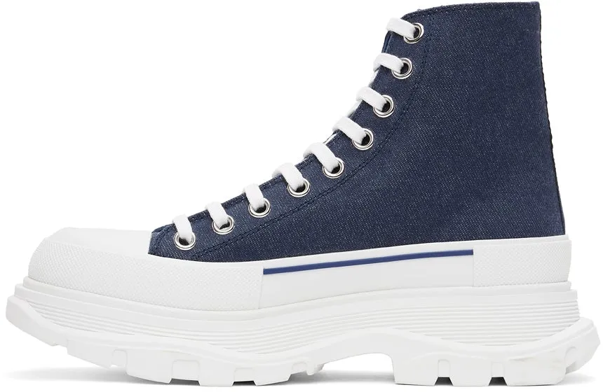 Alexander McQueen Indigo Denim Tread Slick Boots