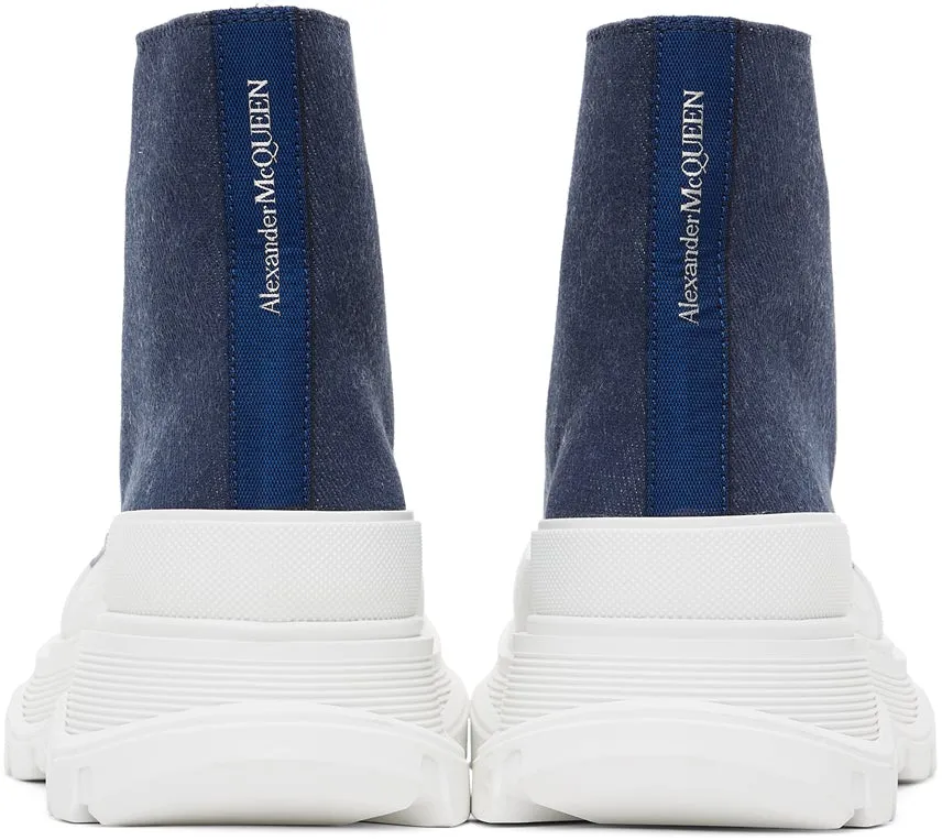 Alexander McQueen Indigo Denim Tread Slick Boots