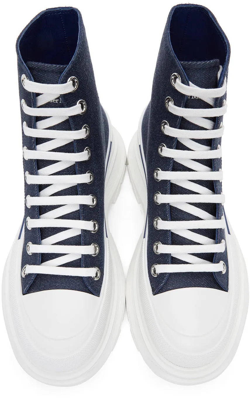Alexander McQueen Indigo Denim Tread Slick Boots