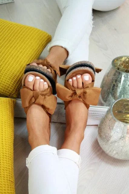 Bow Slip On Gladiator Sandals