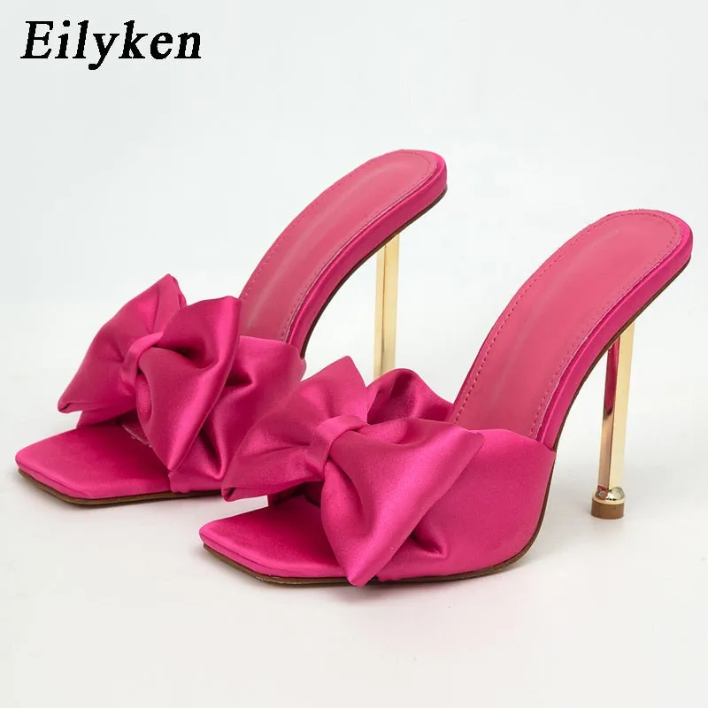 Butterfly-Knot Silk High Heels