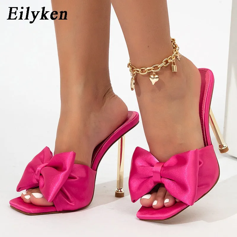 Butterfly-Knot Silk High Heels