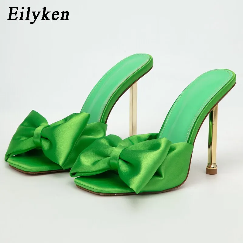 Butterfly-Knot Silk High Heels