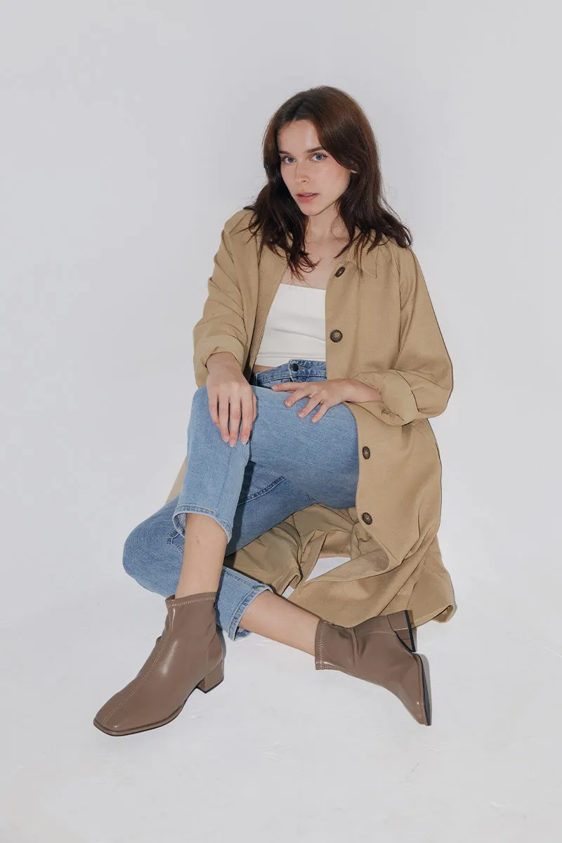 Cardith Block Heel Ankle Boots in Dark Taupe