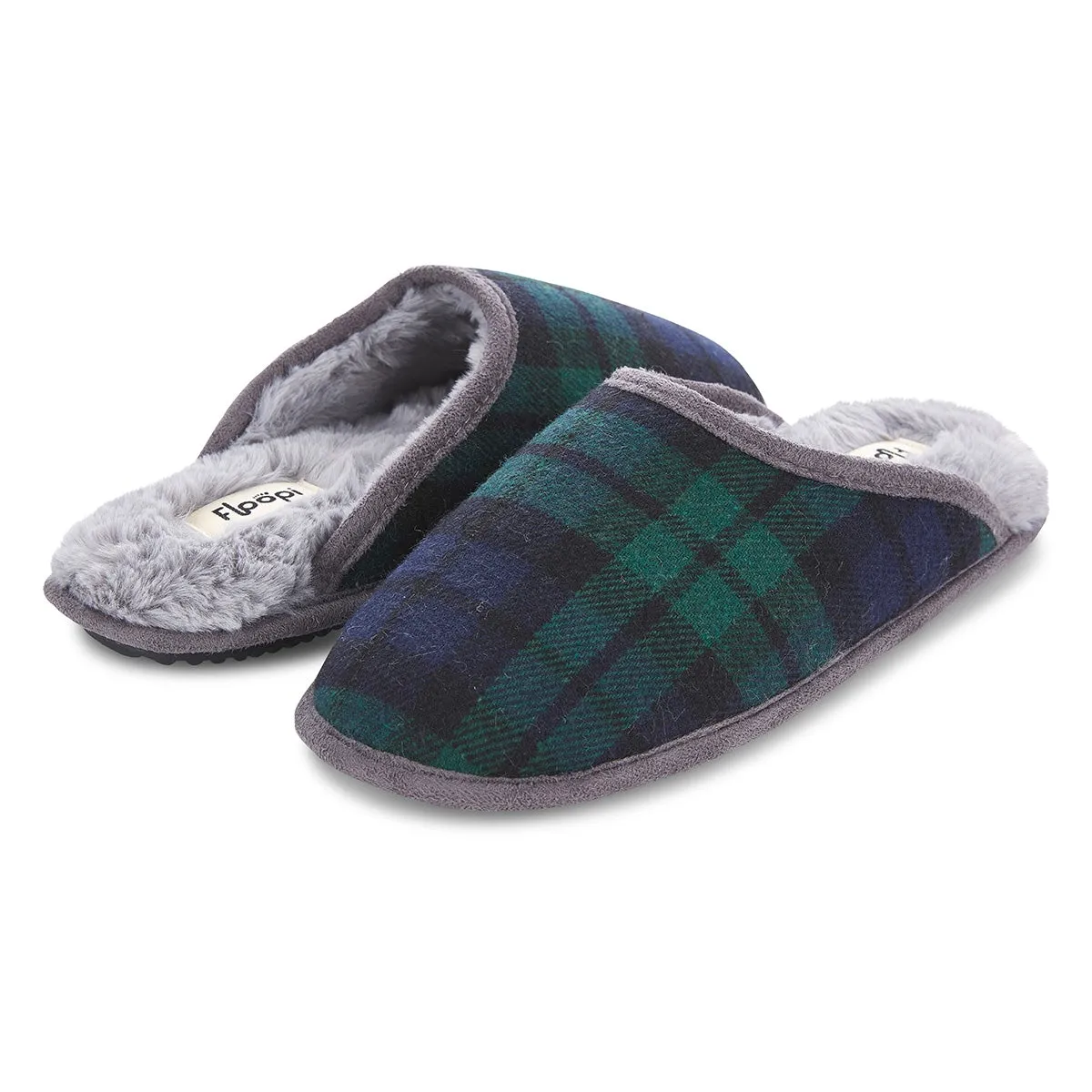 Floopi Womens Kelly Plaid Scuff Slippers