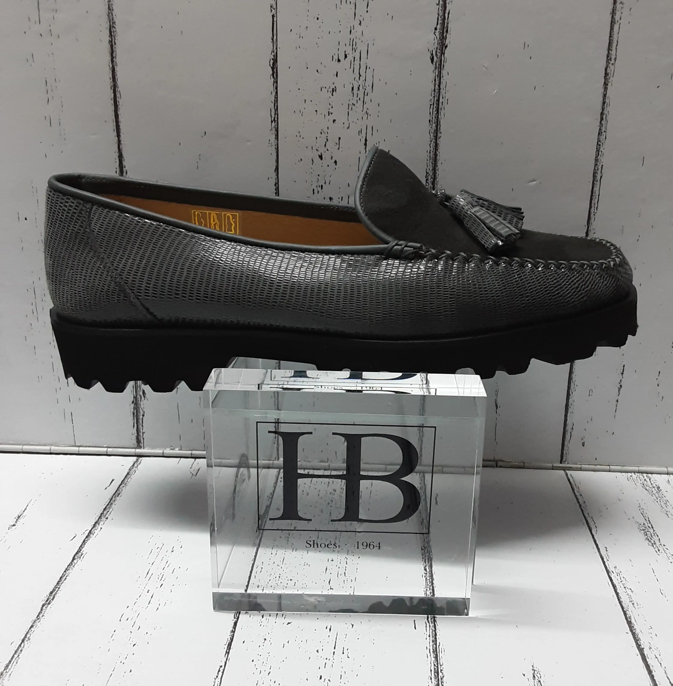 HB Italia - 544 - LOAFER - GREY Varanus Antracite Suede 7984