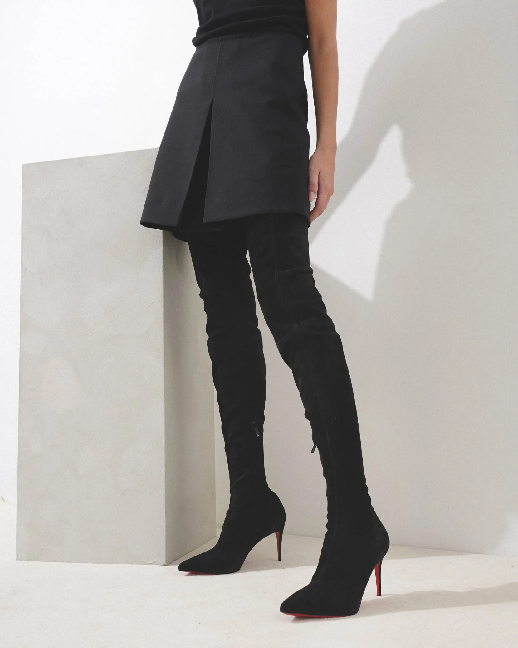 Kate Botta Alta 85 black suede stretch boots