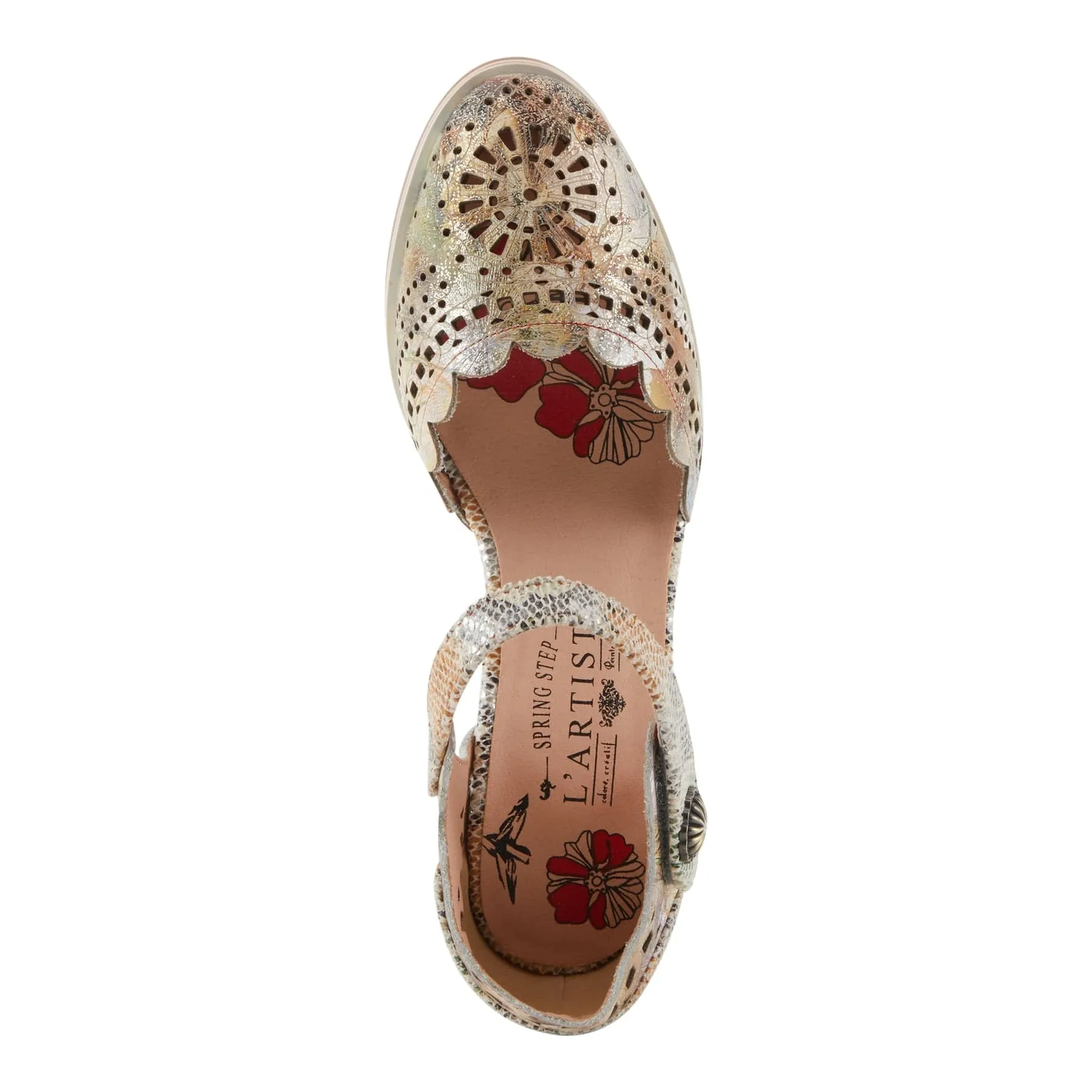 L'Artiste Women's Luxe Mary Jane Heels- Beige Multi