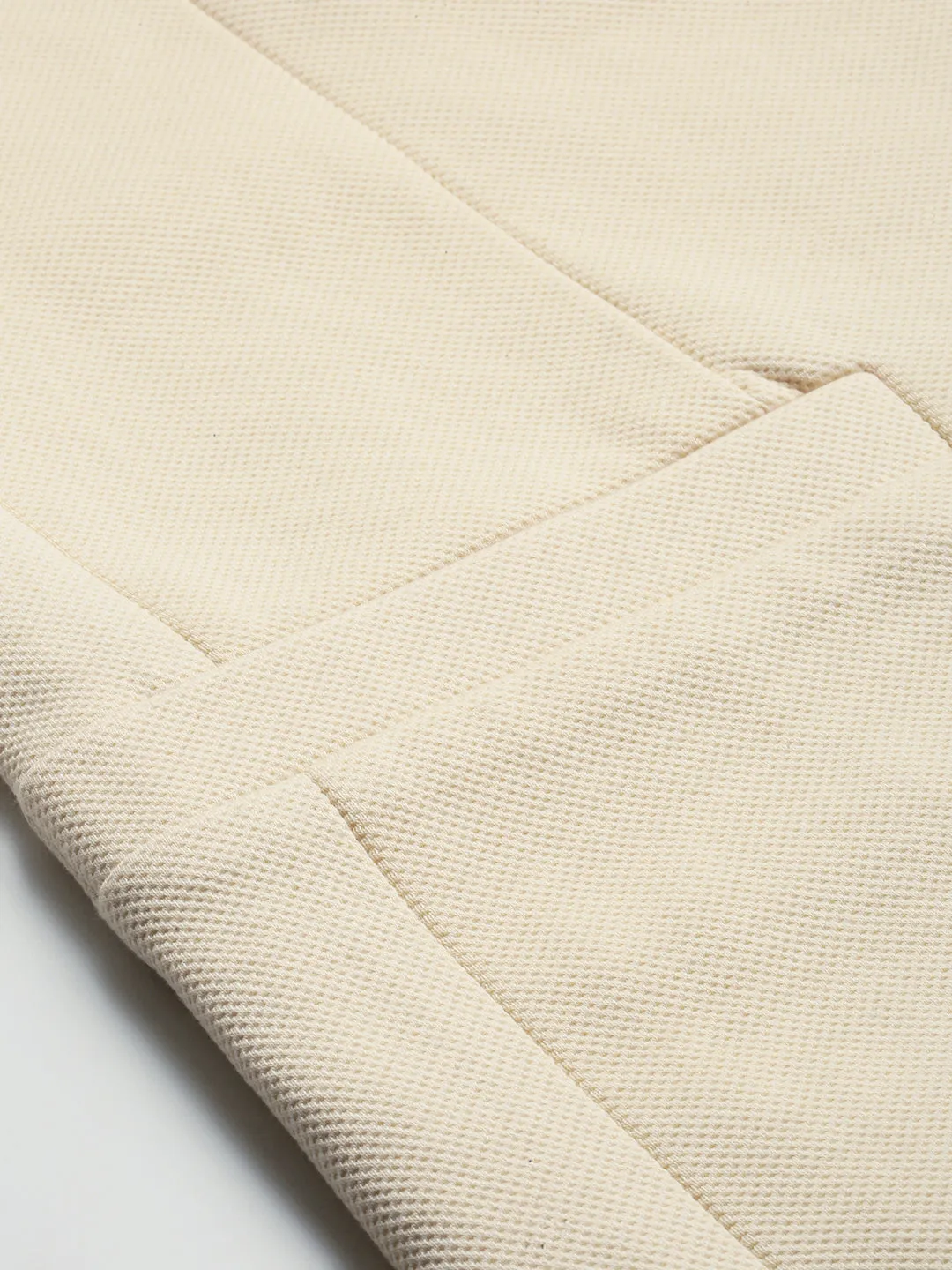Men Cream Solid Casual Blazer