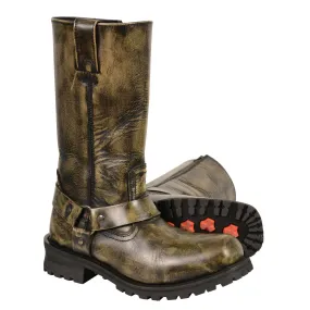 Milwaukee Leather Boots-MBM9005W-Men’s Distressed Brown 11” Inch Classic Harness Square Toe Boot Wide Width