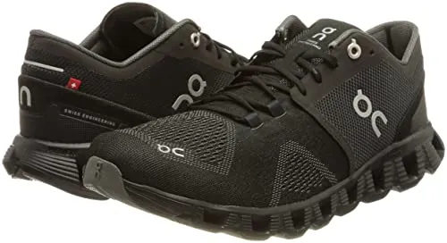 ON Women's Cloud X Sneakers, Black/Asphalt, 8 Medium US
