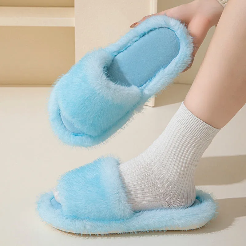Plus Size Candy Color Plush Slippers