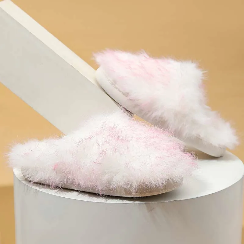 Plus Size Long Fur Plush Slippers