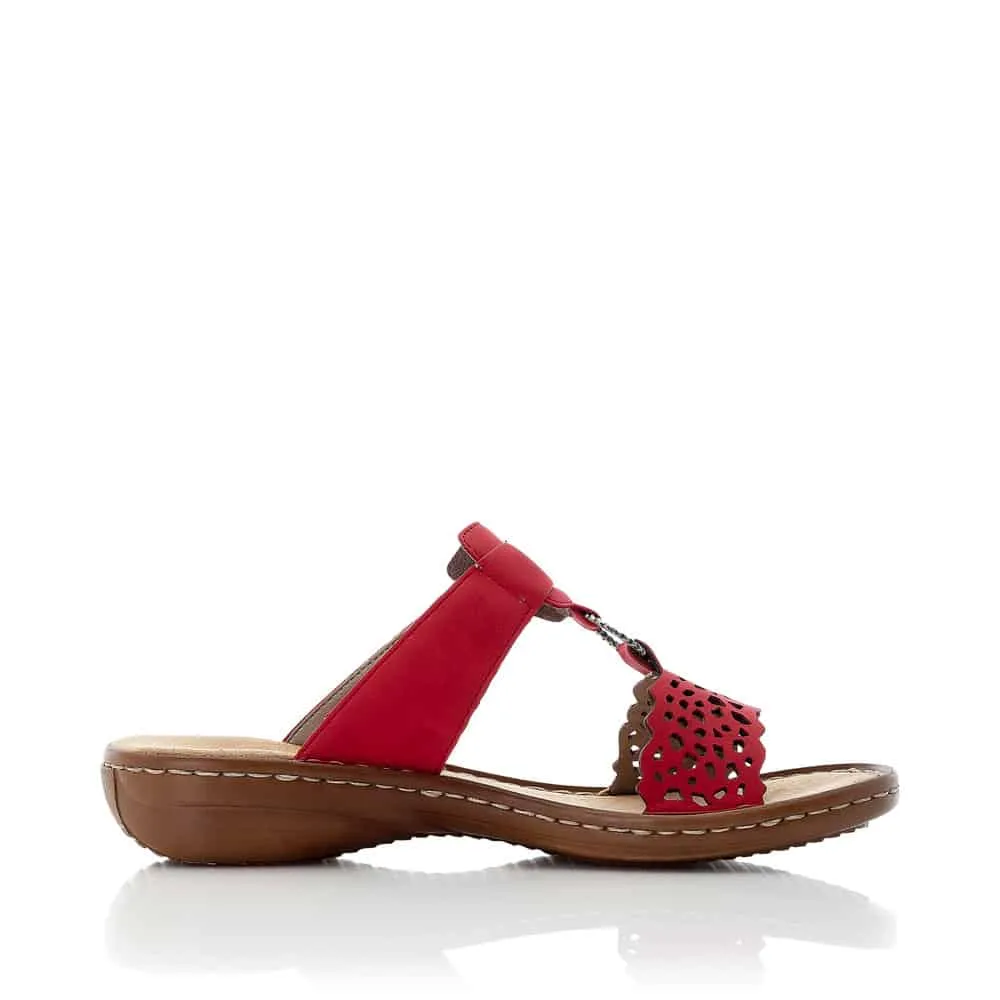 Rieker Women's Regina Perforated Sandals- Red