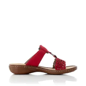 Rieker Women's Regina Perforated Sandals- Red