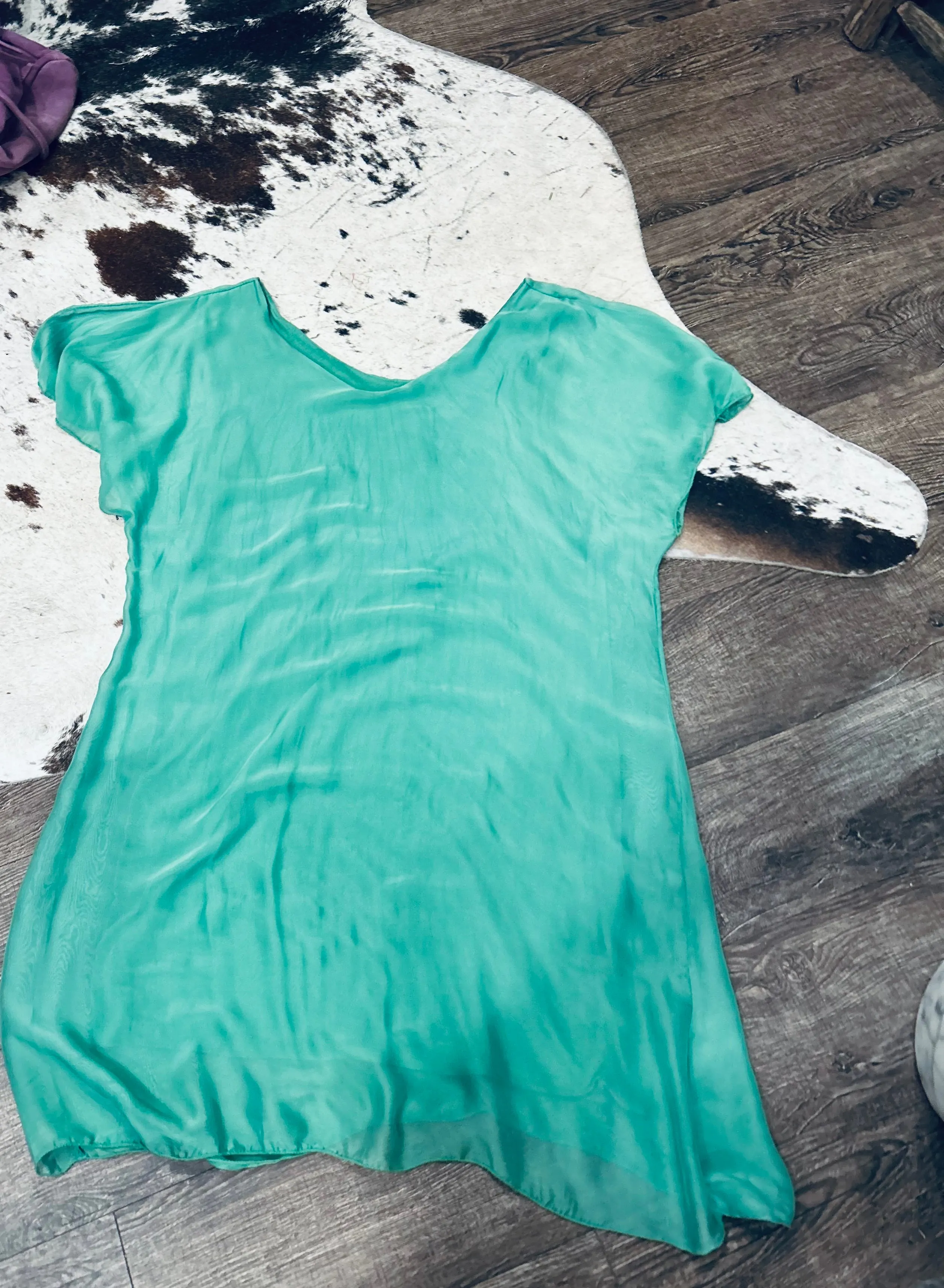 Short Sleeve Silk Midi Dress