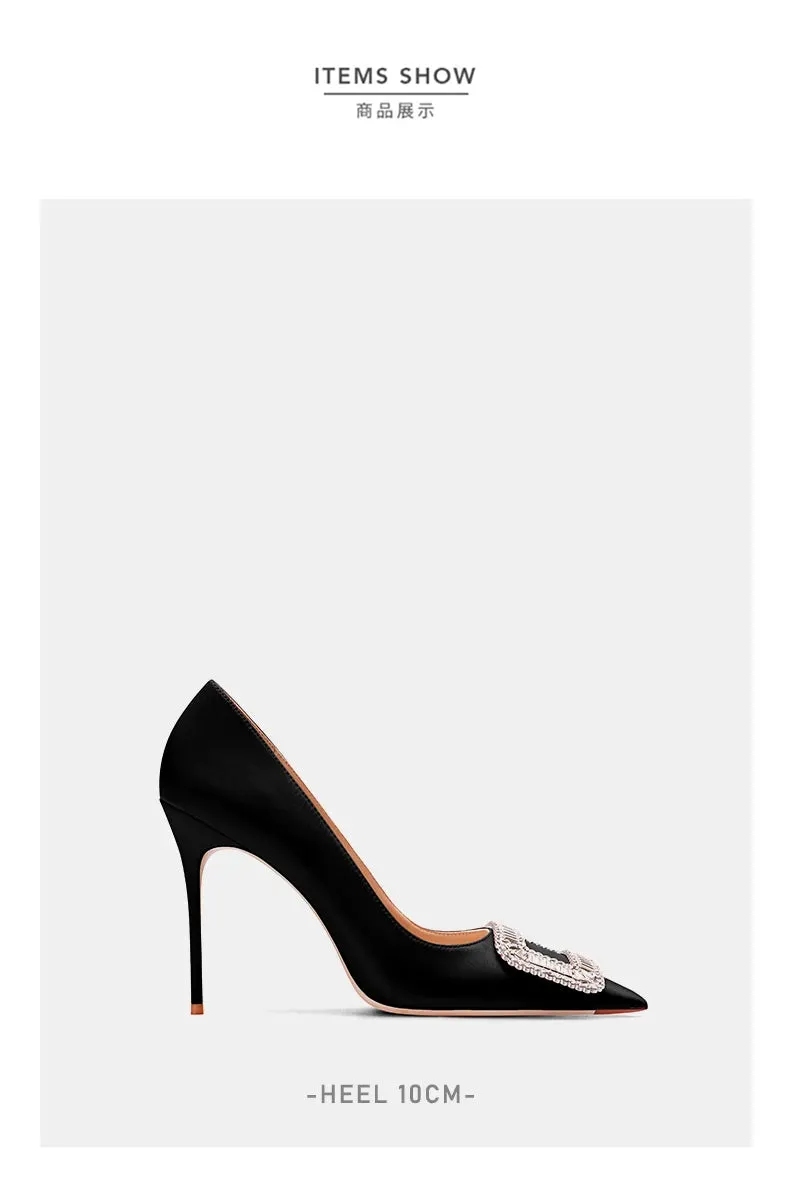 Silk Women Rhinestone Pumps