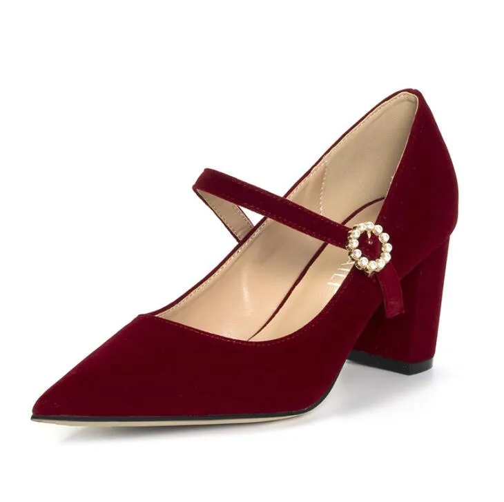 Small Pointy Mary Jane Chunky Heels ANLE11